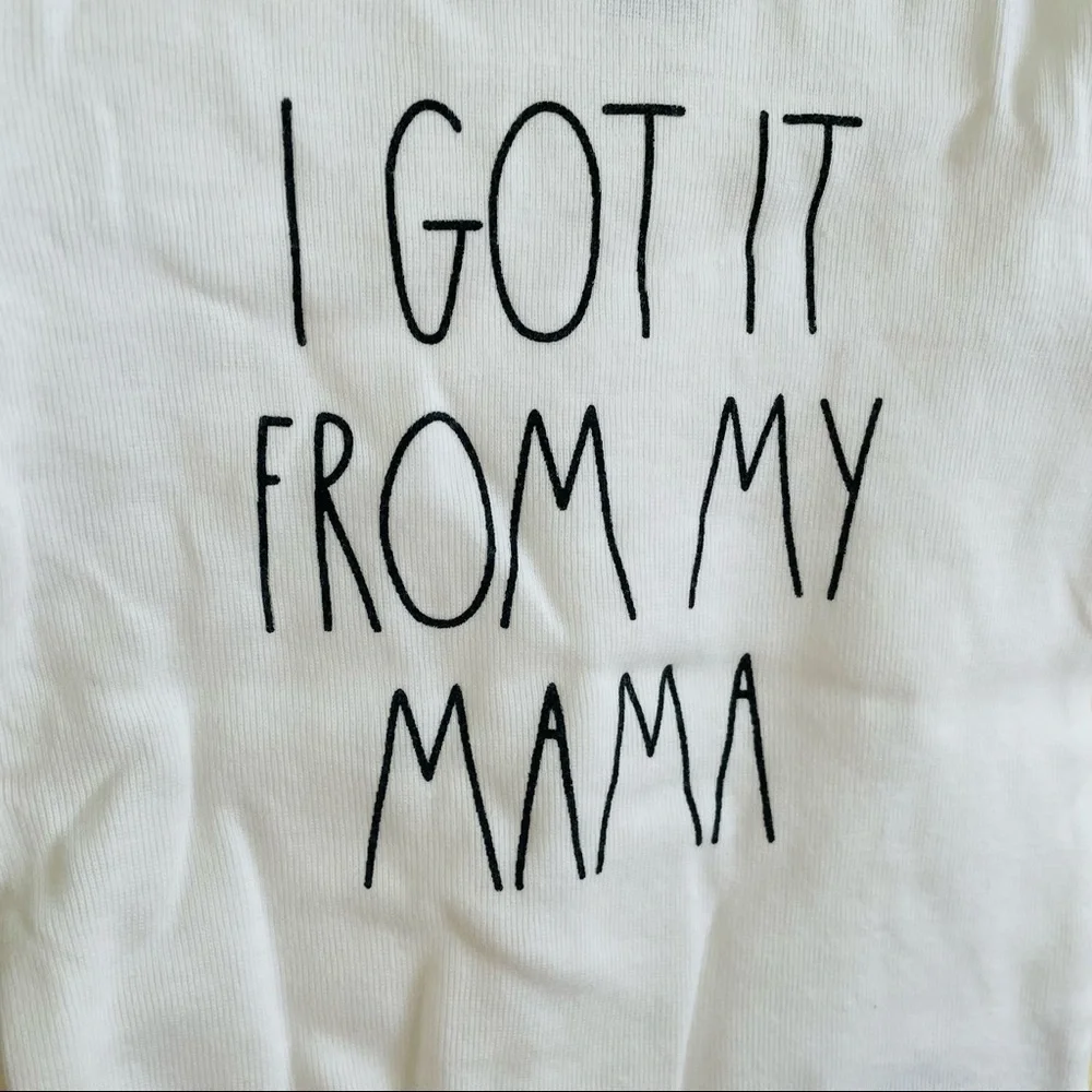 Rae Dunn I GOT IT FROM MY MAMA Baby Girl Bodysuit Pants Headband 3Piece Set 3-6M